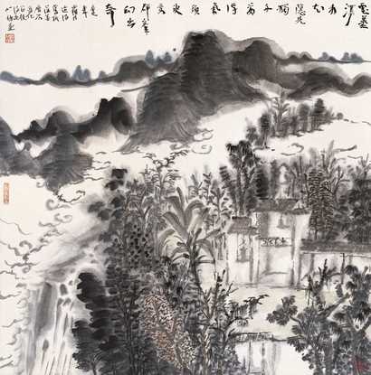 何加林 山水 立轴